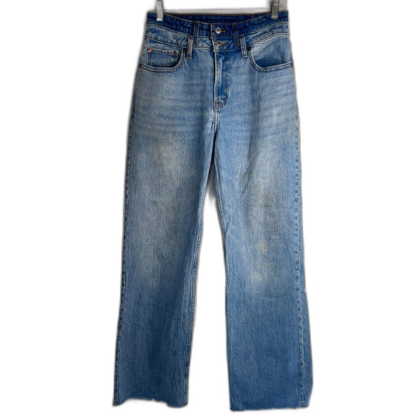 Abercrombie & Fitch 90s Relaxed Jean High Rise Raw Hem Curve Love Size 27-4R - Picture 10 of 10